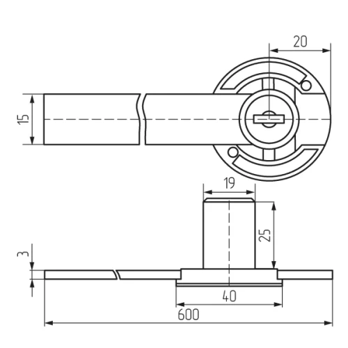Замок LOCK.108.500.CR, центральный на 3 ящика