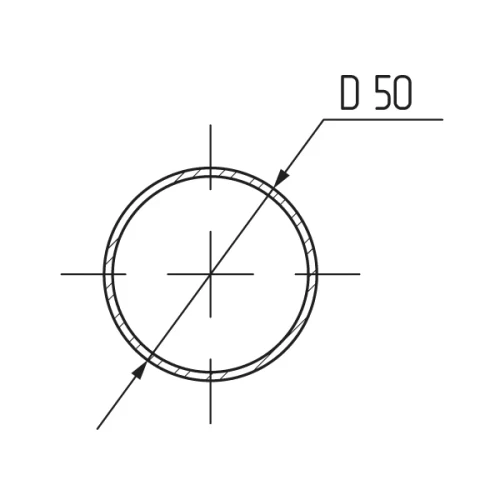 Труба d50 х 3000 х 0,8мм, сталь, хром