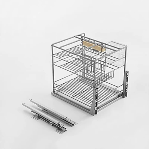 Выдвижная  мульти-корзина NANO UNIHOPPER  в базу 300мм, серая, с доводчиком