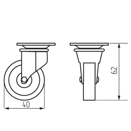 Колесная опора усиленная с поворотной площадкой d=40