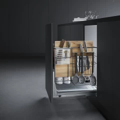 Выдвижная мульти-корзина NANO UNIHOPPER в базу 400мм, серая, с доводчиком