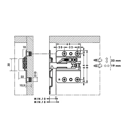 Подвеска каркаса регулируемая, комплект с площадками, белой заглушкой и винтами
