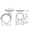 Колесная поворотная опора с площадкой d=40, 38х38х1,2мм