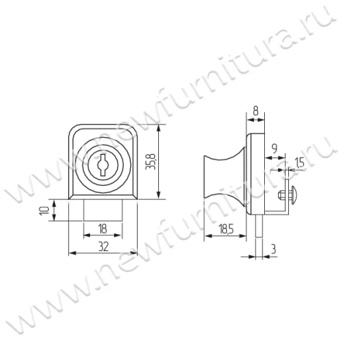 Замок LOCK.407.CR, хром 1стекло накладной