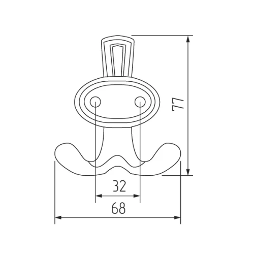 Крючок R22, 2-х рожковый, античная бронза