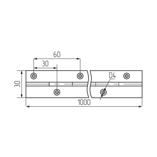 Петля рояльная 1000мм, цинк белый