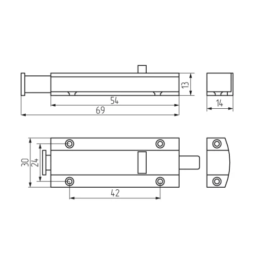 Защелка автомат малая, золото (808В)