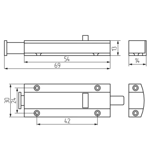 Защелка автомат малая, хром (808В)