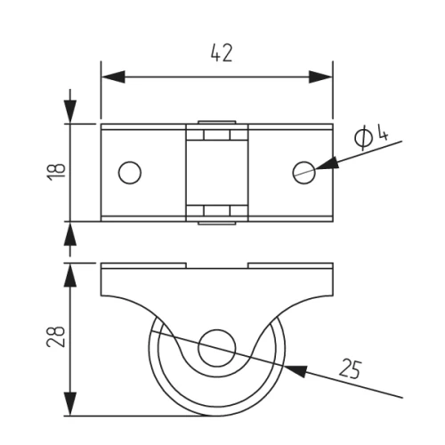 Ролик откатной d25мм