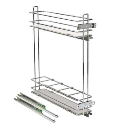 Бутылочница Compagnucci 114х495х513 в базу 150мм с деревянным дном, хром левая с крепл.фасада, с направляющими, с доводчиком