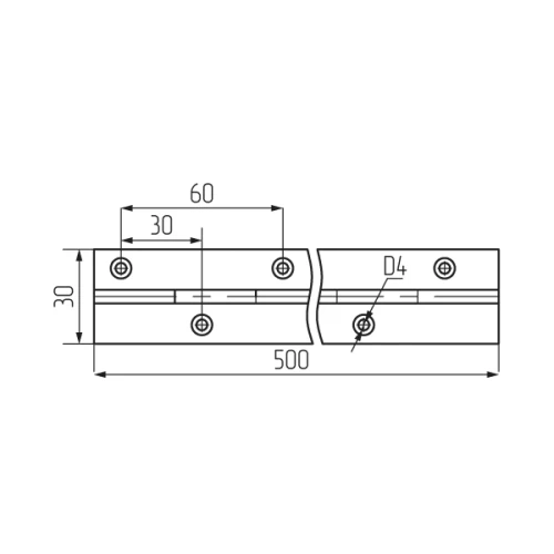 Петля рояльная 500мм, без покрытия