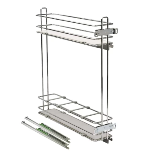 Бутылочница Compagnucci 114х495х513 в базу 150мм с деревянным дном, хром с крепл.фасада с направляющими, с доводчиком