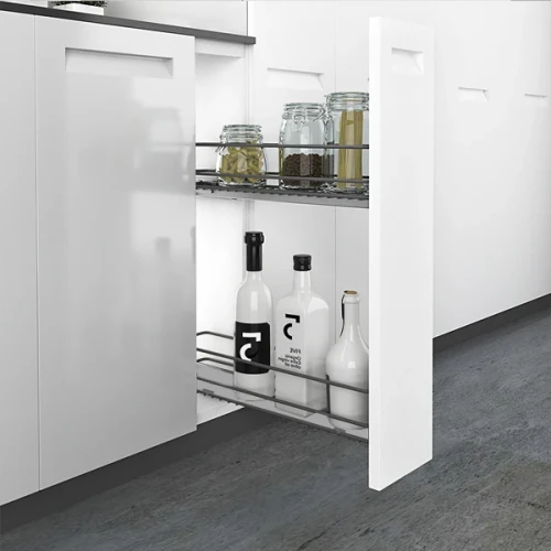 Бутылочница Compagnucci 114х495х513 в базу 150мм с деревянным дном, цвет черный ORION  правая с крепл.фас, с направляющими, с доводчиком