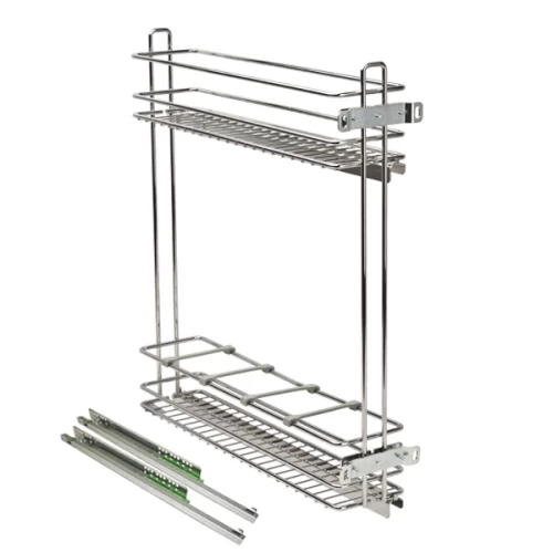 Бутылочница Compagnucci 114х495х513 в базу 150мм, хром, левая, с крепл.фасада, с направляющими, с доводчиком
