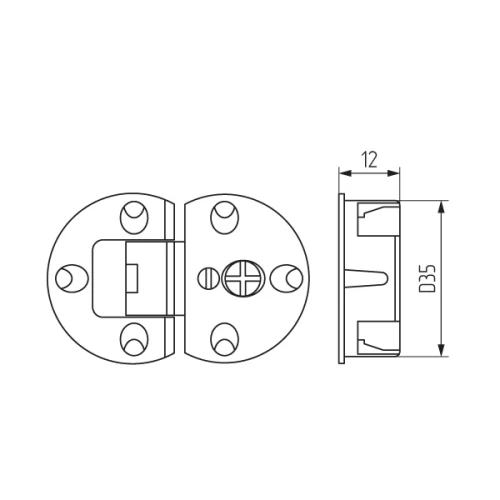 Петля секретерная  d 35 * h 12 , никель 50138