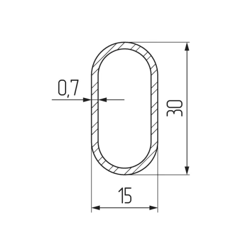 Штанга 30 х15  3,0м сталь, овальная, хром  (упаковка полиэтилен)