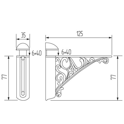 Полкодержатель "Barocco" R125, бронза