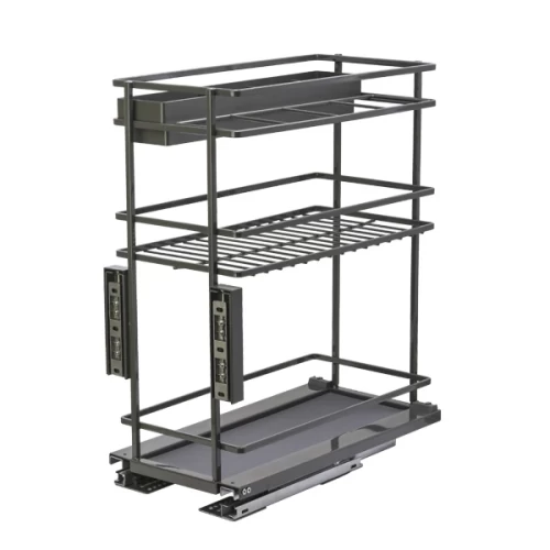 Выдвижная 3-х уровневая корзина LINA UNIHOPPER 213Х440Х525  в базу 300мм, серая, с доводчиком