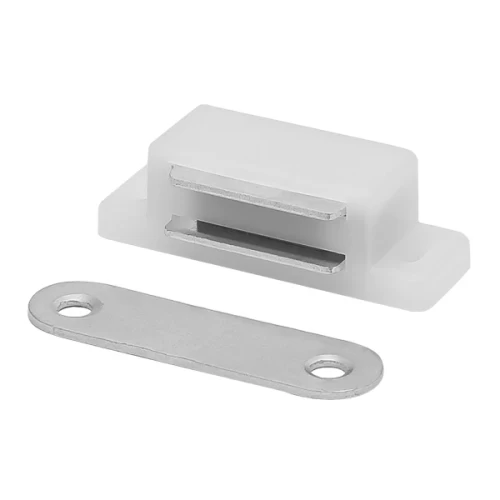 Защёлка магнитная одинарная белая, 2.5 кг,  с ответной планкой