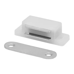 Защёлка магнитная одинарная белая, 2.5 кг,  с ответной планкой