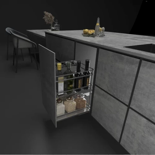 Выдвижная 3-х уровневая корзина LINA UNIHOPPER 313Х440Х525 в базу 400мм, серая, с доводчиком