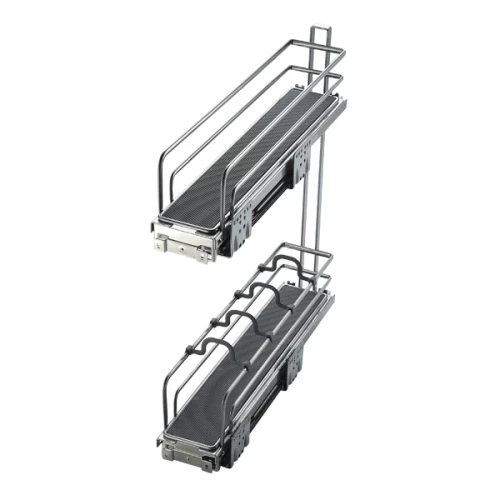 Выдвижная корзина UNIHOPPER 110Х465Х510 правая в базу 150мм, с разделителями, серая, с доводчиком