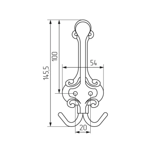 Крючок-вешалка 3-х рожковый КБ-4 а/м бронза