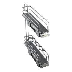 Выдвижная корзина UNIHOPPER 110Х465Х510 левая в базу 150мм, с разделителями, серая, с доводчиком