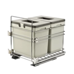 Выдвижная система утилизации с двумя емкостями по 17л в базу 450мм нижнего крепления, с доводчиком