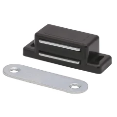 Защёлка магнитная одинарная черная, 2.5 кг,  с ответной планкой