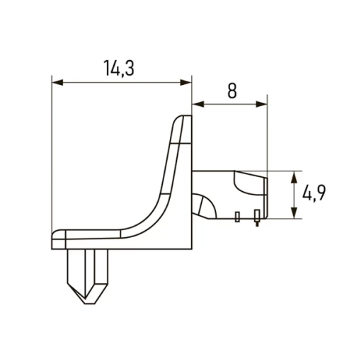 Полкодержатель Г-образный цинк 5*8, никель, с фиксацией