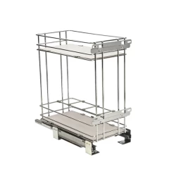 Корзина 2-уровневая Compagnucci 364х495х490 в базу 400мм с деревянным дном, хром, с направляющими с доводчиком нижним креп.