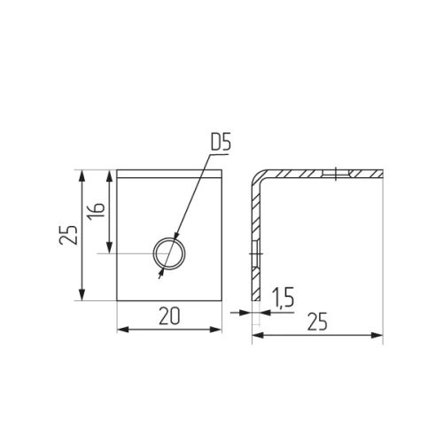 Уголок 25х25х20 ( Россия )  - аналог  4991
