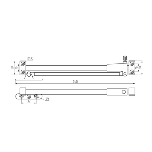 Кронштейн мебельный секретерный левый  240мм, коричневый Польша