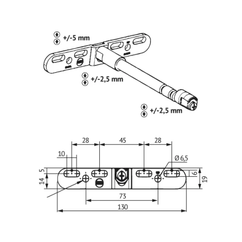 Менсолодержатель 3D регулировка скрытого типа MN112 A.150mm
