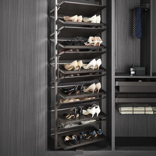 360* вращ. 8-ми уровневая стойка для обуви Unihopper, в базу 800мм, с доводчиком, Moka