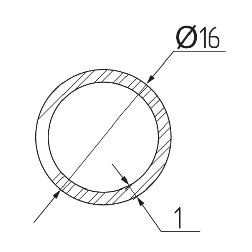 Труба d=16мм  1000мм, сталь,хром К