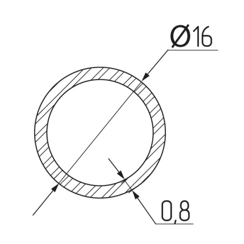 Труба d=16мм  3000х0.8мм, сталь,хром