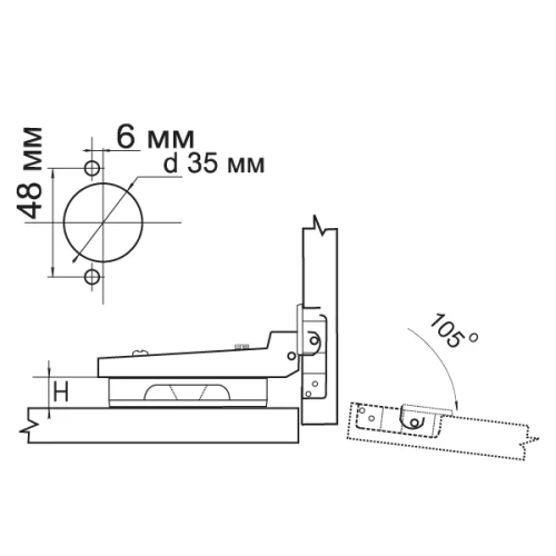 Петля FGV полунакладная Omnia 2-Ways с доводчиком