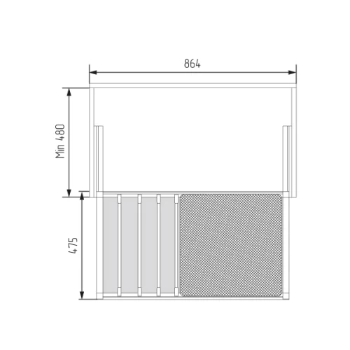 Выдвижная вешалка для брюк с деревянным отделением Unihopper в базу 900мм с доводчиком clip-on Moka
