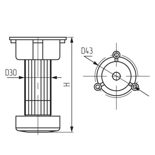 Опора кух. рег. 95-125мм, разборная, белая (без винта и клипсы)