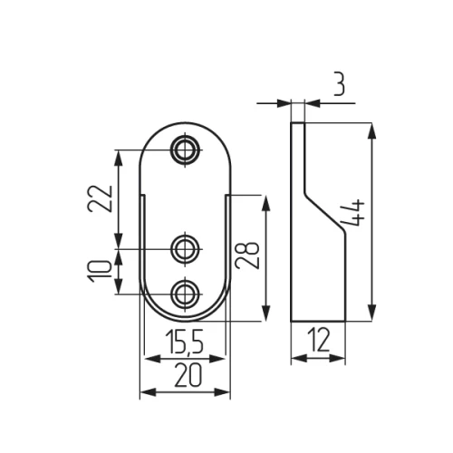 Штангодержатель алюминиевый для овальной штанги 30х15 мм, литой (12102.001)