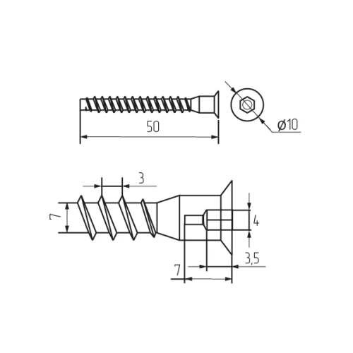 Евровинт конфирмат 6,3х50 стальной, оцинкованный