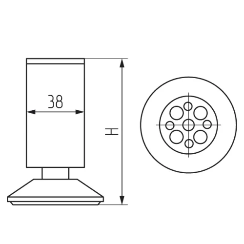 Опора 19166.401, d-38мм, h-79-86мм, алюмин.