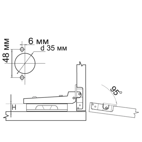 Петля вкладная 91370.082 Clip-on с доводчиком