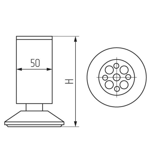Опора 19166.501, d-50мм, h-79-86мм, алюмин.