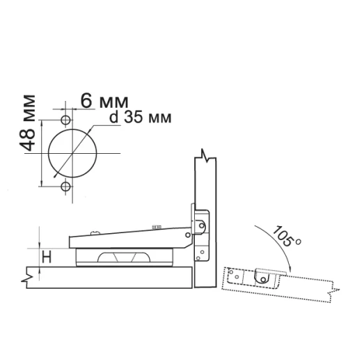 Петля накладная 091370.022 Clip-on с доводчиком