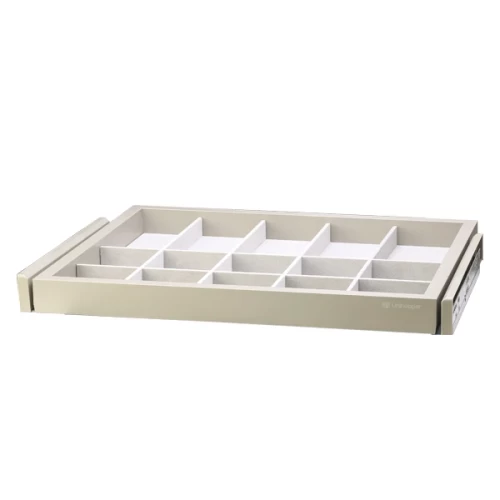 Выдвижная полка для аксессуаров беж кожа Unihopper в базу 600мм с доводчиком clip-on COKA