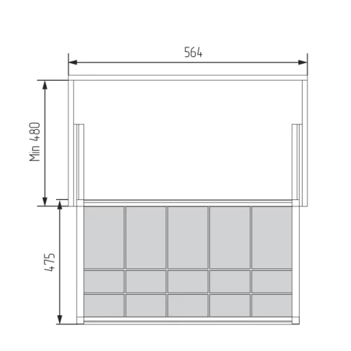 Выдвижная полка для аксессуаров беж кожа Unihopper в базу 600мм с доводчиком clip-on COKA