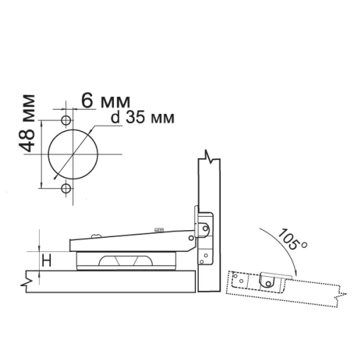 Петля накладная 91370.022 Clip-on с доводчиком